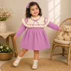 Mustard Yellow & Ivory Ruffle Knit Dress for Baby Girls