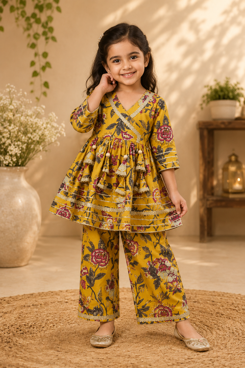 Mustard Floral Ethnic Co-Ord Set