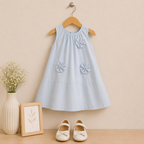 Powder Blue Floral A-Line Dress