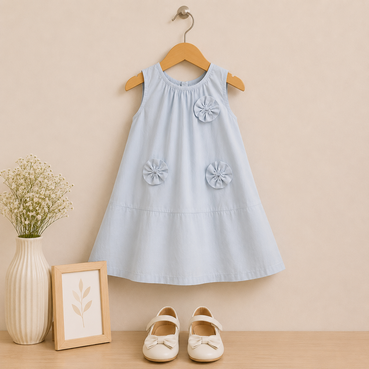 Powder Blue Floral A-Line Dress Mini Mello Closet Powder Blue Floral A-Line Dress Mini Mello Closet