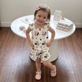 White Minnie Mouse Printed Top & Shorts Set