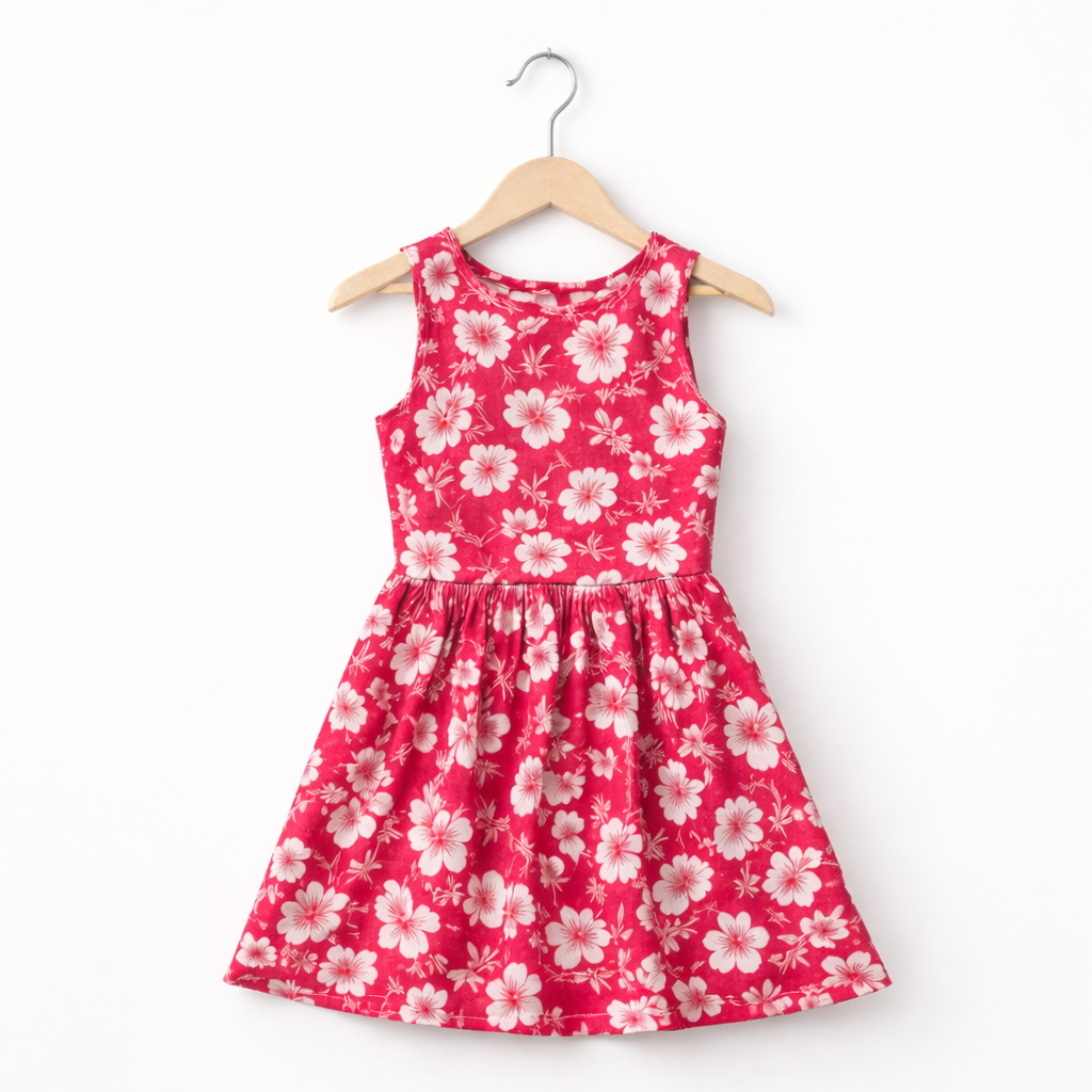 Red Floral Cotton Dress