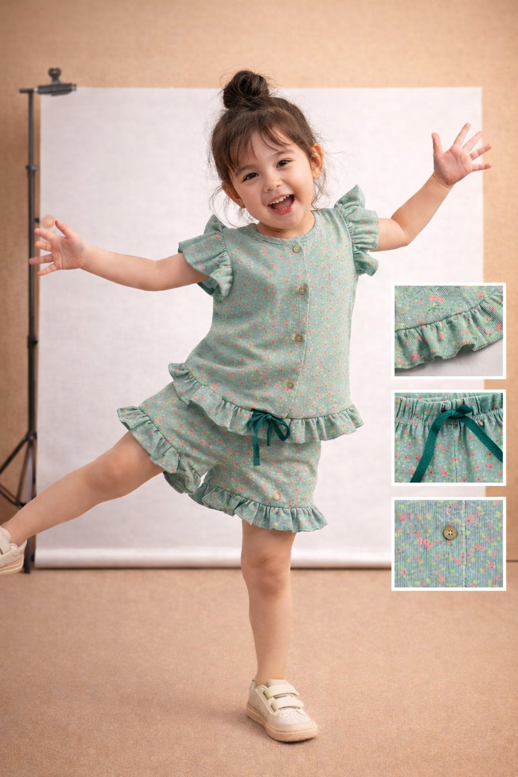 Blossom Breeze Green Short Set