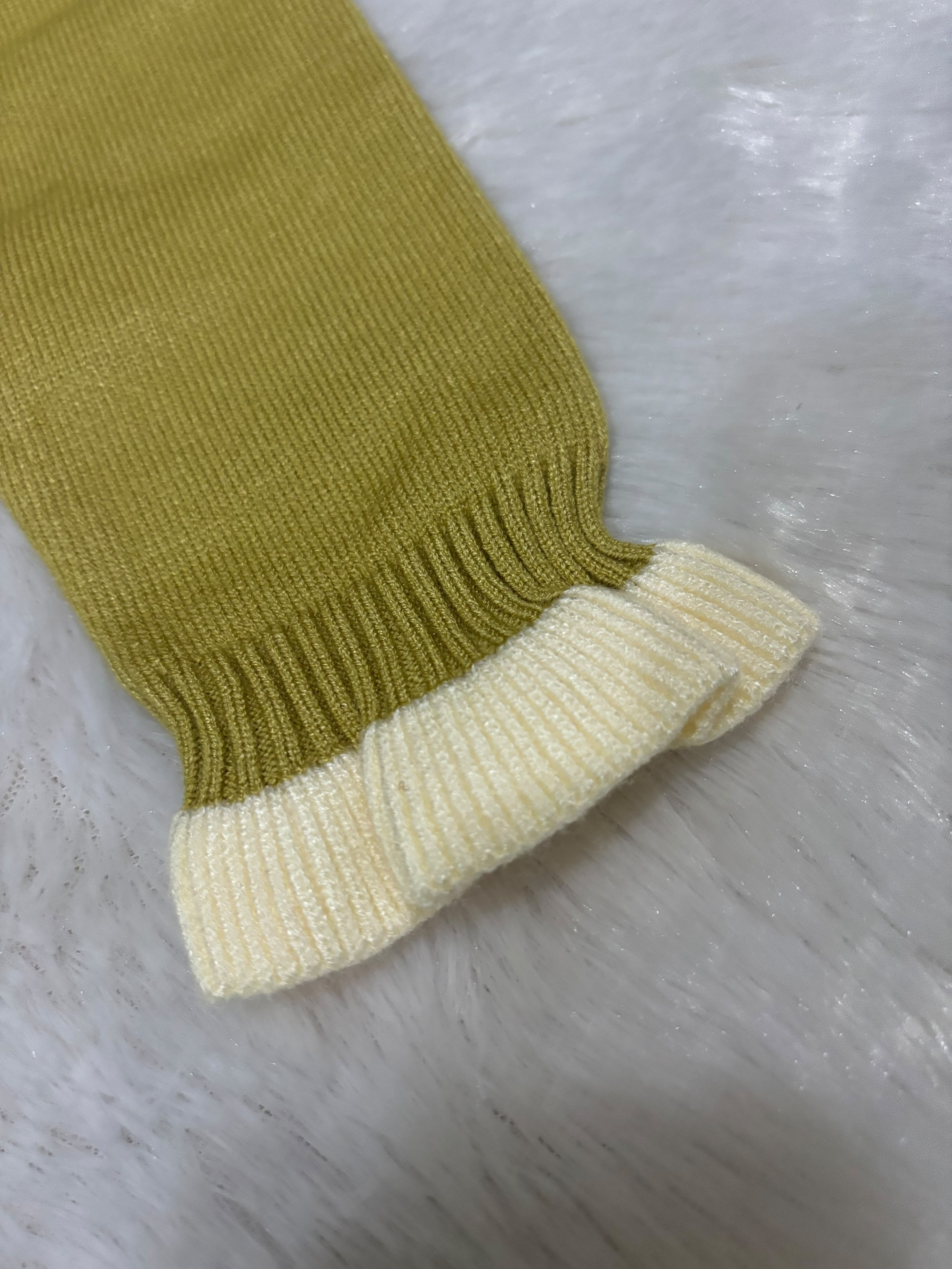 Olive Green Floral Knitted Winter Dress