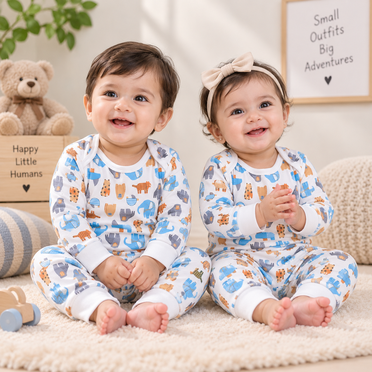 Cute Animal Print Kids Night Suit Set