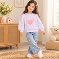 Lavender Heart Print Bow Detail Sweatshirt