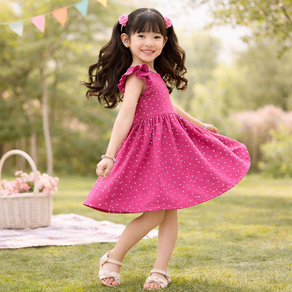 Sweetheart Pink Flutter Sleeve Dress