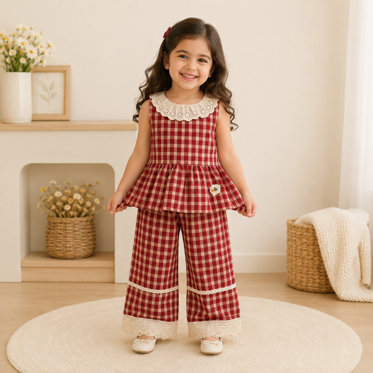 Red Gingham Frill Co-Ord Set