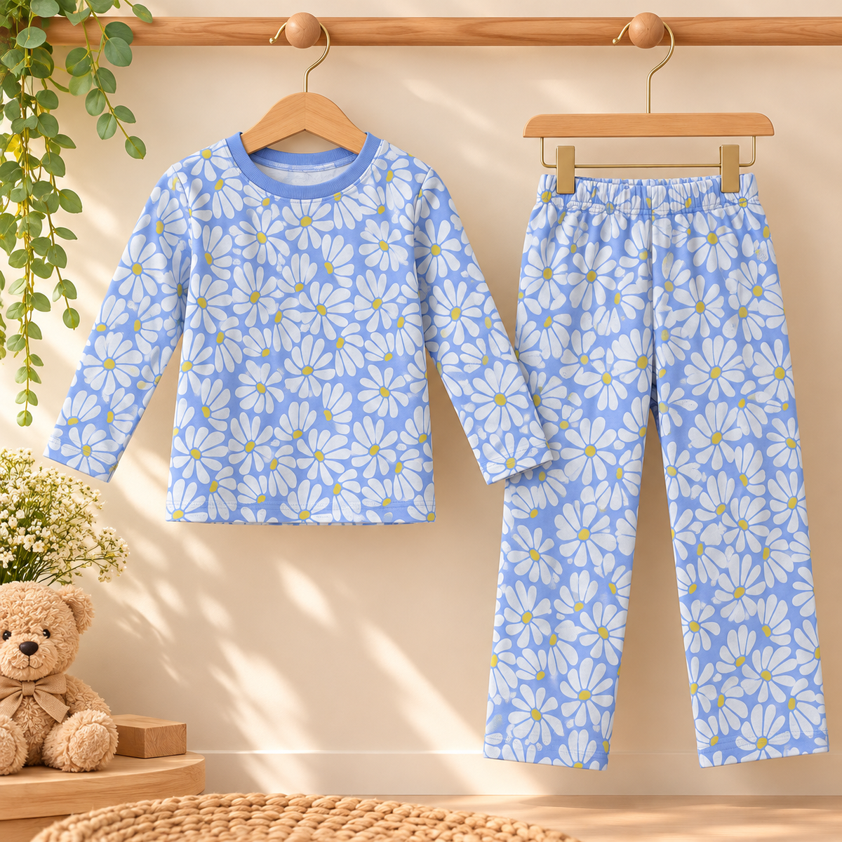 Blue Daisy Print 2-Piece Set