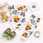 Tom & Jerry Large Print Baby Romper Co-ord Set with Cap