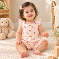 Pink Floral Button-Front Top & Shorts Set