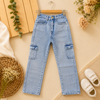 Light Blue Cargo Jeans | Denim Pants