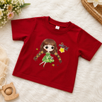 Red Cute Girl Print T-Shirt