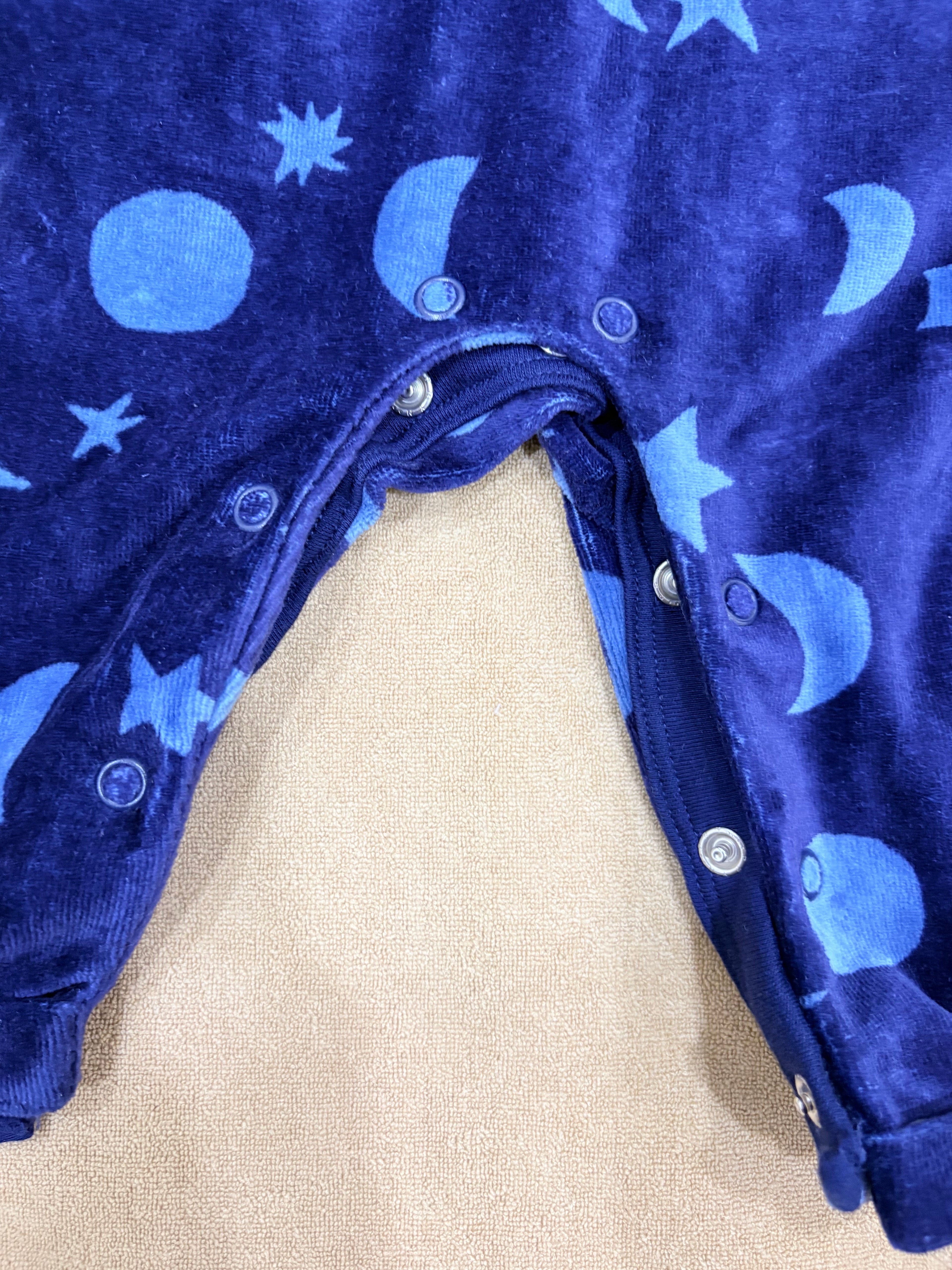 Baby Boys Moon & Stars Velour Dungaree Jumpsuit Set – 2 Piece