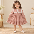 Dusty Pink Baby Girl Dress with Lace Peter Collar