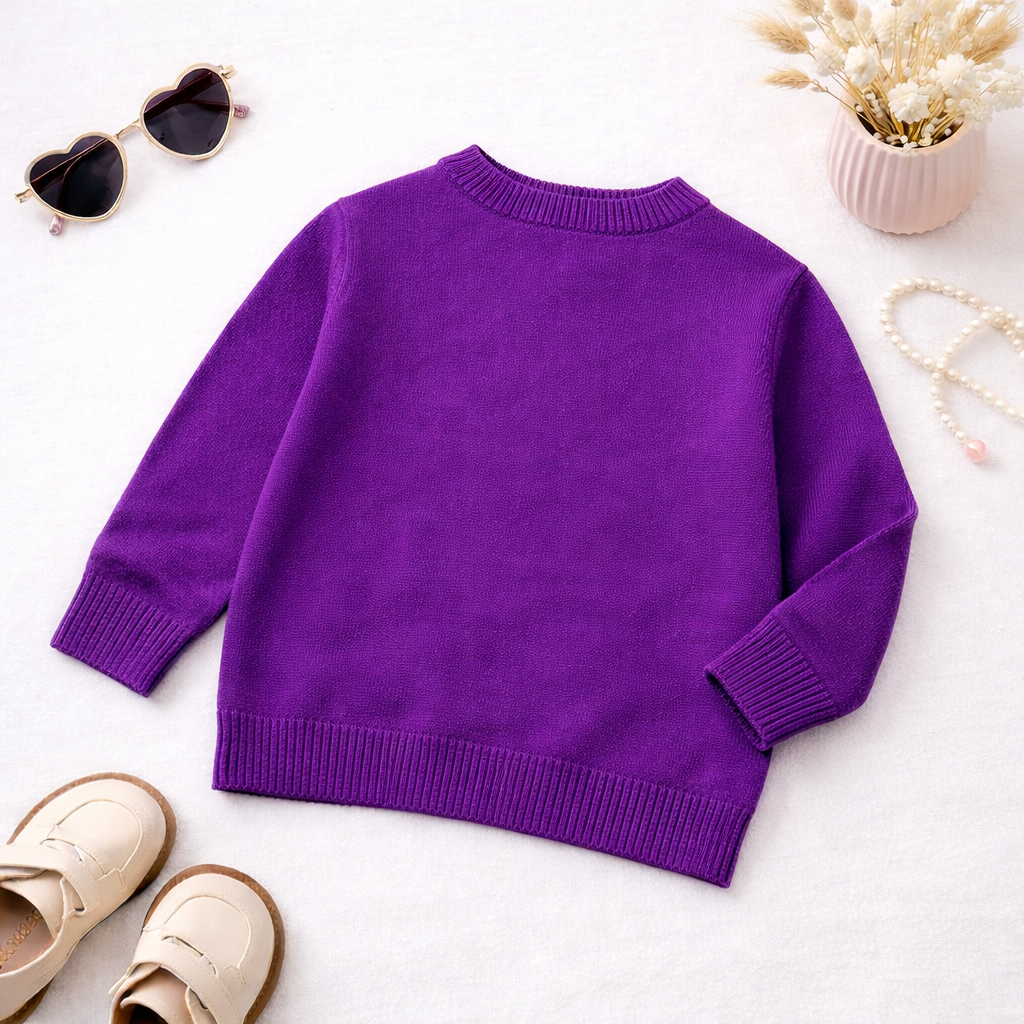 Purple Bunny Knit Baby Sweater