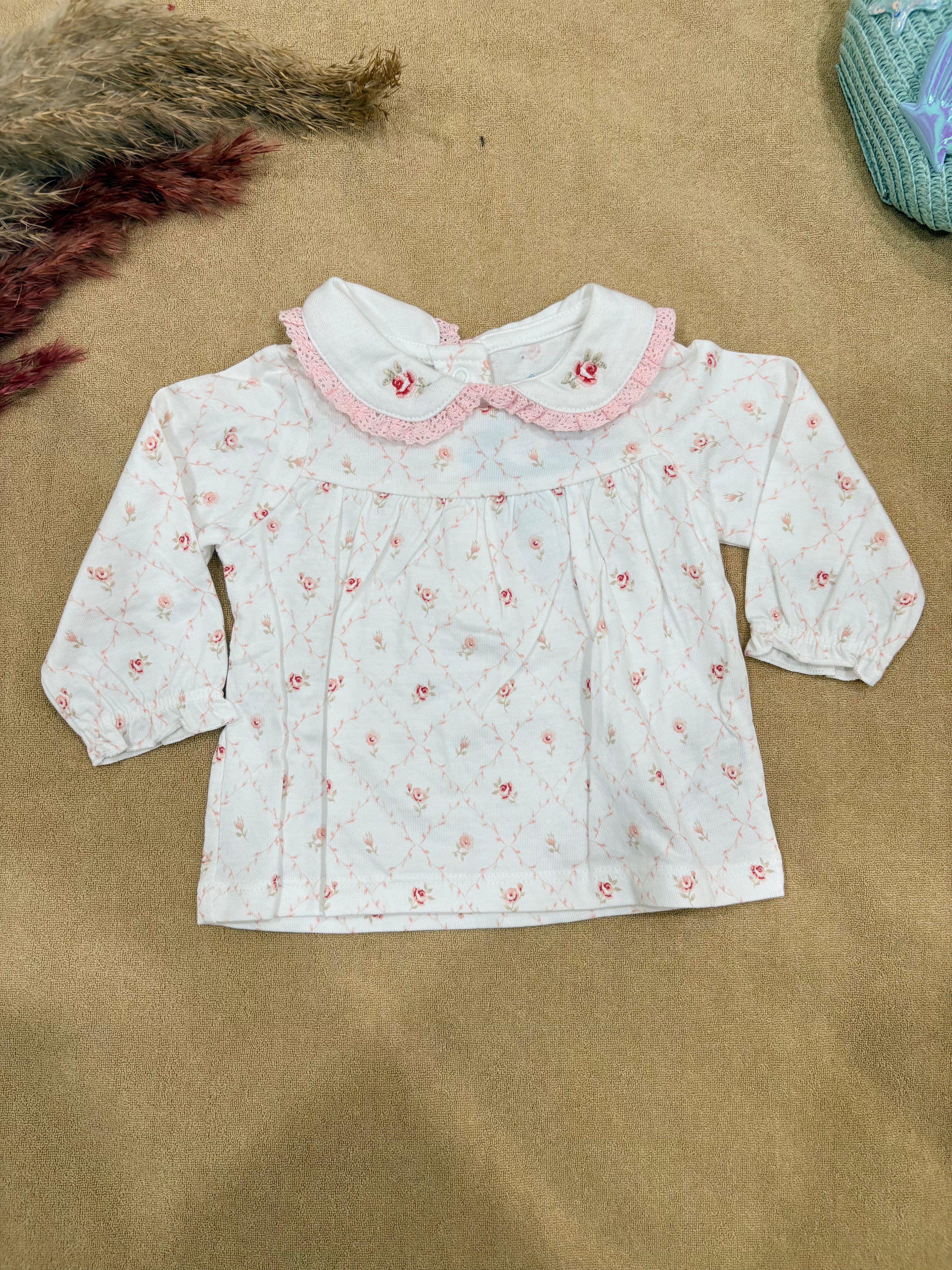 Baby Girls Detachable Peter Pan Collar Frock with Quilted Floral Top