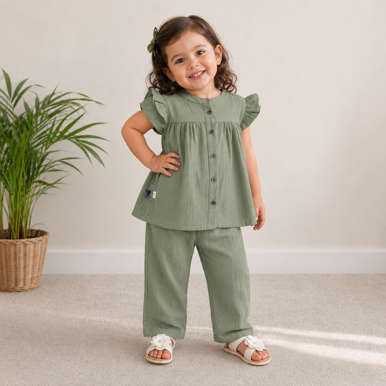Sage Green Muslin Co-ord Set