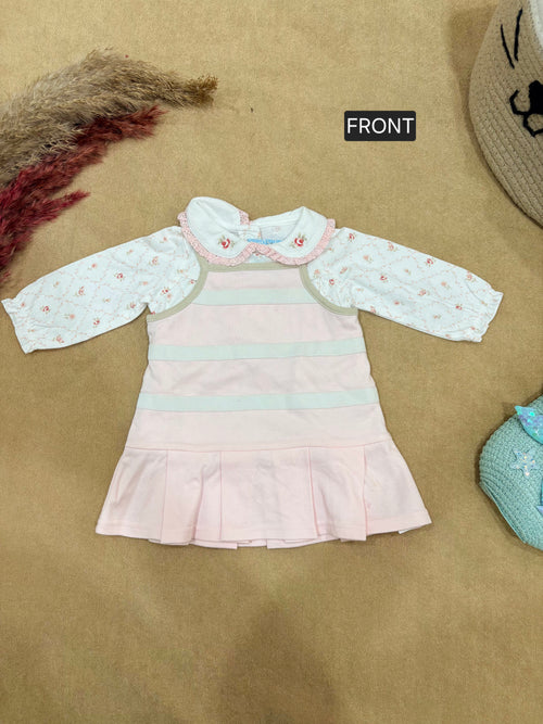 Baby Girls Detachable Peter Pan Collar Frock with Quilted Floral Top