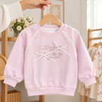 Pink Lace Trim Bow Detail Sweatshirt for Kids