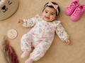 Baby Girls Floral Dungaree Style Jumpsuit Set with Ruffle Collar Top