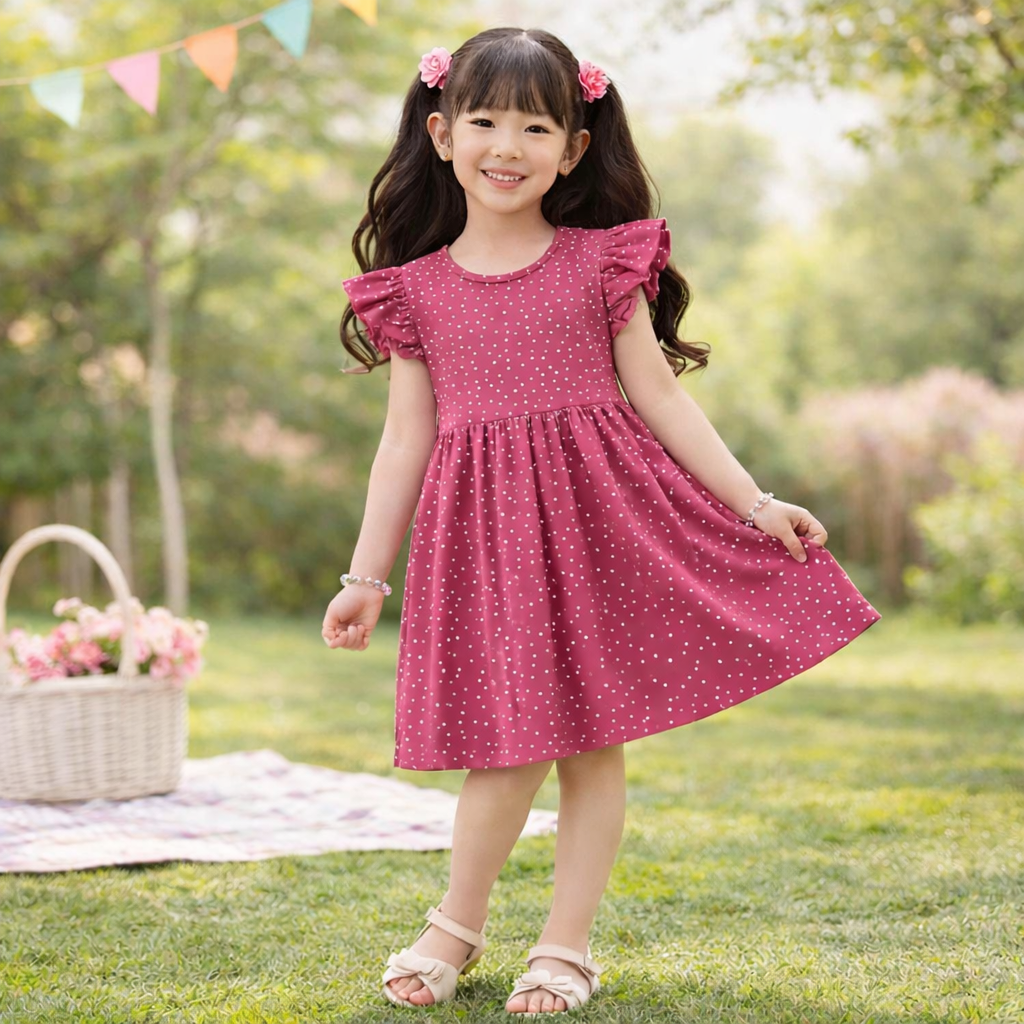 Sweetheart Pink Flutter Sleeve Dress