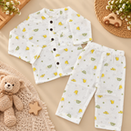 Yellow & Olive Green Printed Muslin Co-ord Set