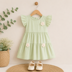 Sage Green Blossom Tier Dress