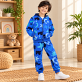 Blue Cosmic Print Hooded Jacket & Jogger Set