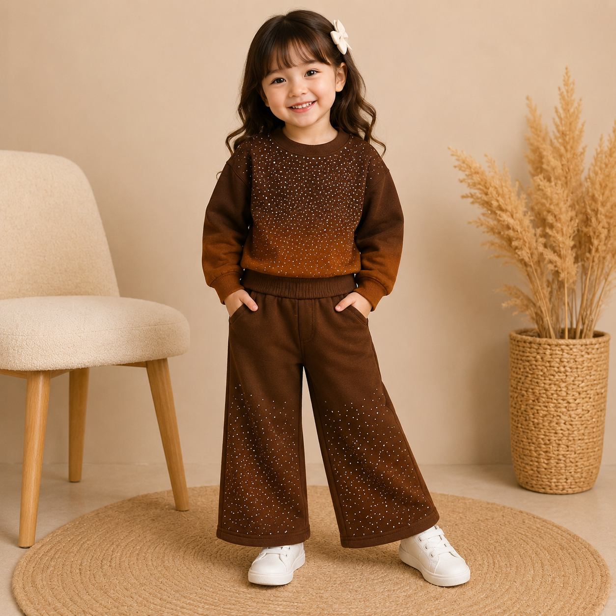 Girls Brown Winter Co-Ord Set