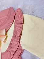 Dusty Pink & Ivory Knitted Winter Dress for Baby Girls