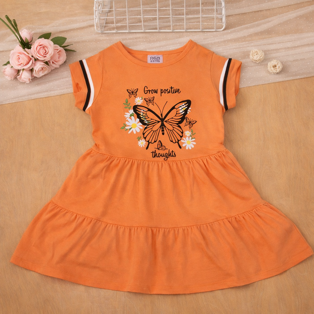 Orange Butterfly Tier Dress