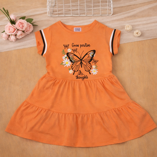 Orange Butterfly Tier Dress