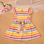 Multicolor Striped Bow Back Dress