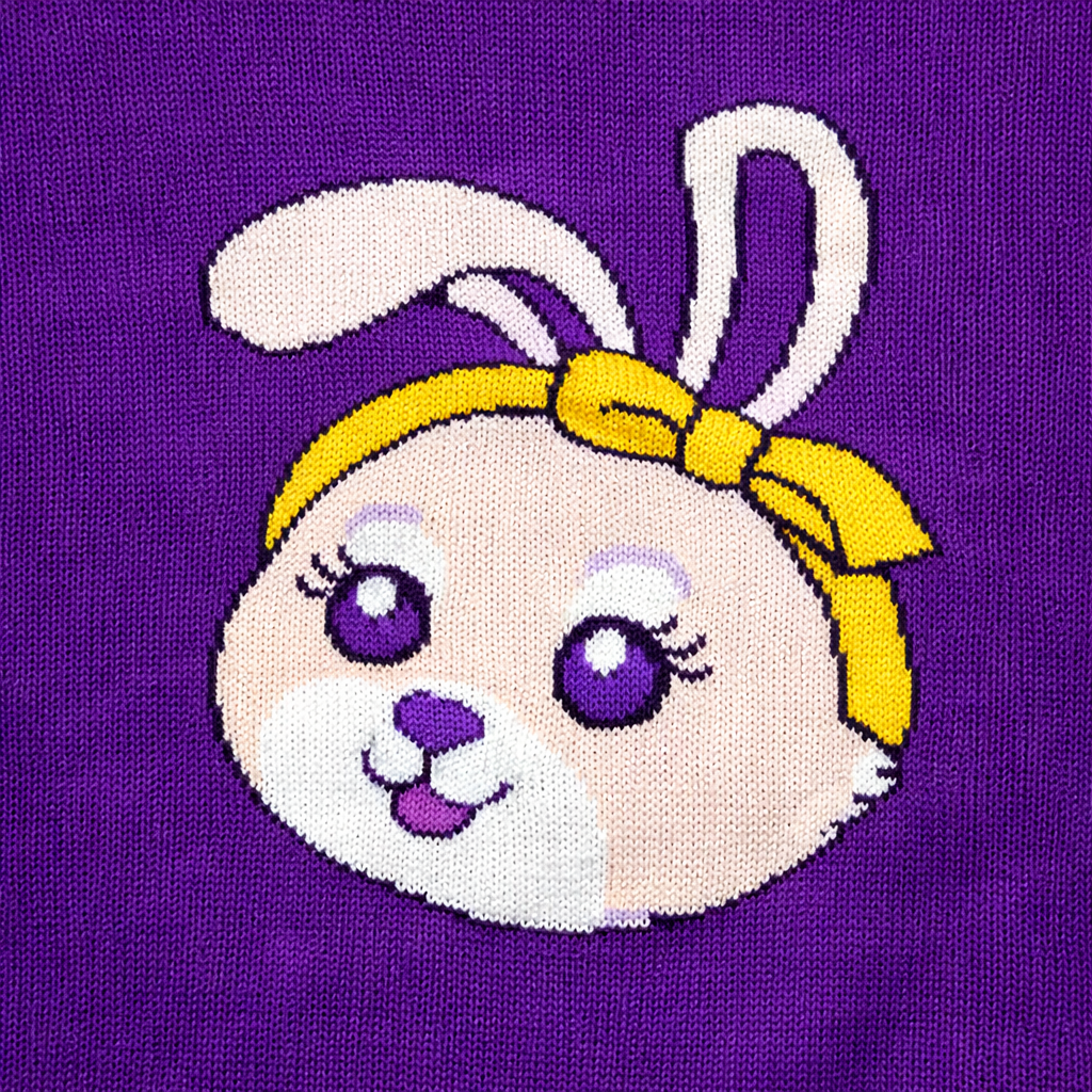 Purple Bunny Knit Baby Sweater