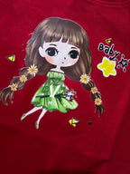 Red Cute Girl Print T-Shirt