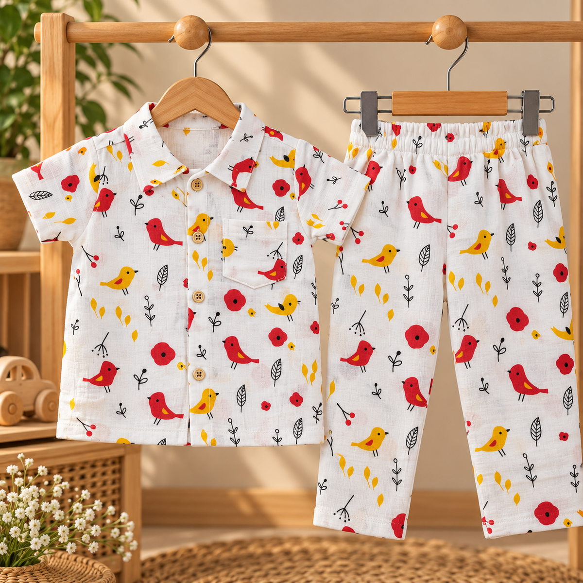 Little Birdie Printed Muslin Co-ord Set