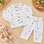 Purple Bunny & Tree Printed Muslin Co-ord Set