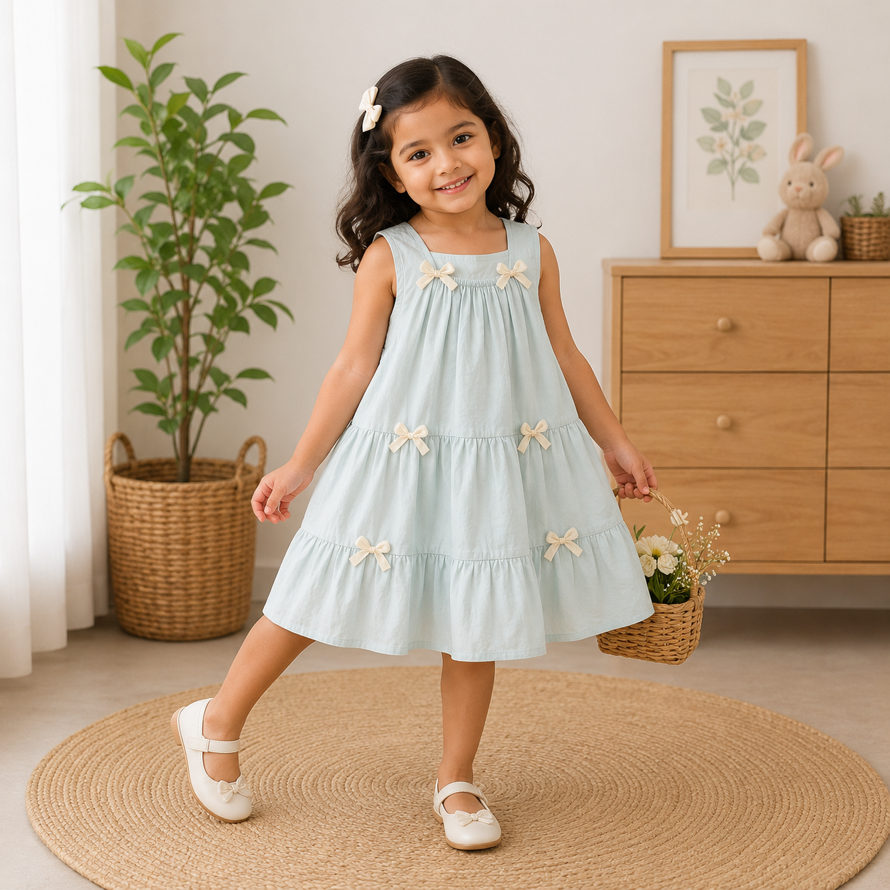 Elegant Bow Detail Tier Dress