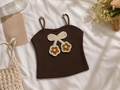Cherry Charm Brown Strap Top