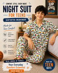 Transport Road Print Cotton Night Suit