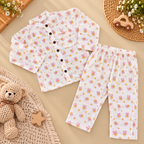 Pink Bear Printed Muslin Co-ord Set