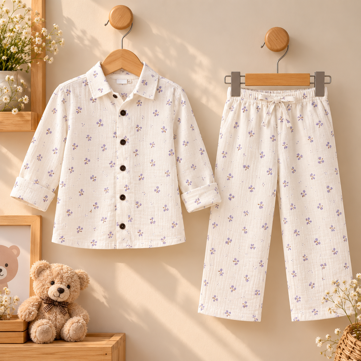 Lavender Floral Muslin Co-Ord Set