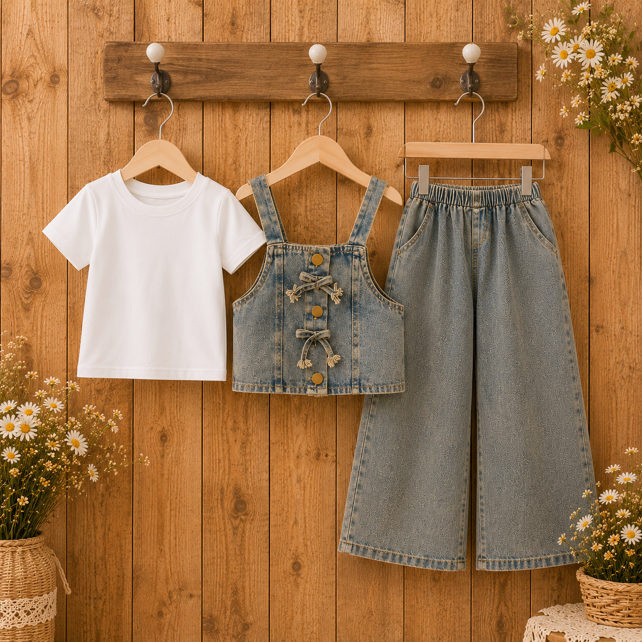 Denim 3-Piece Co-Ord Set for Girls