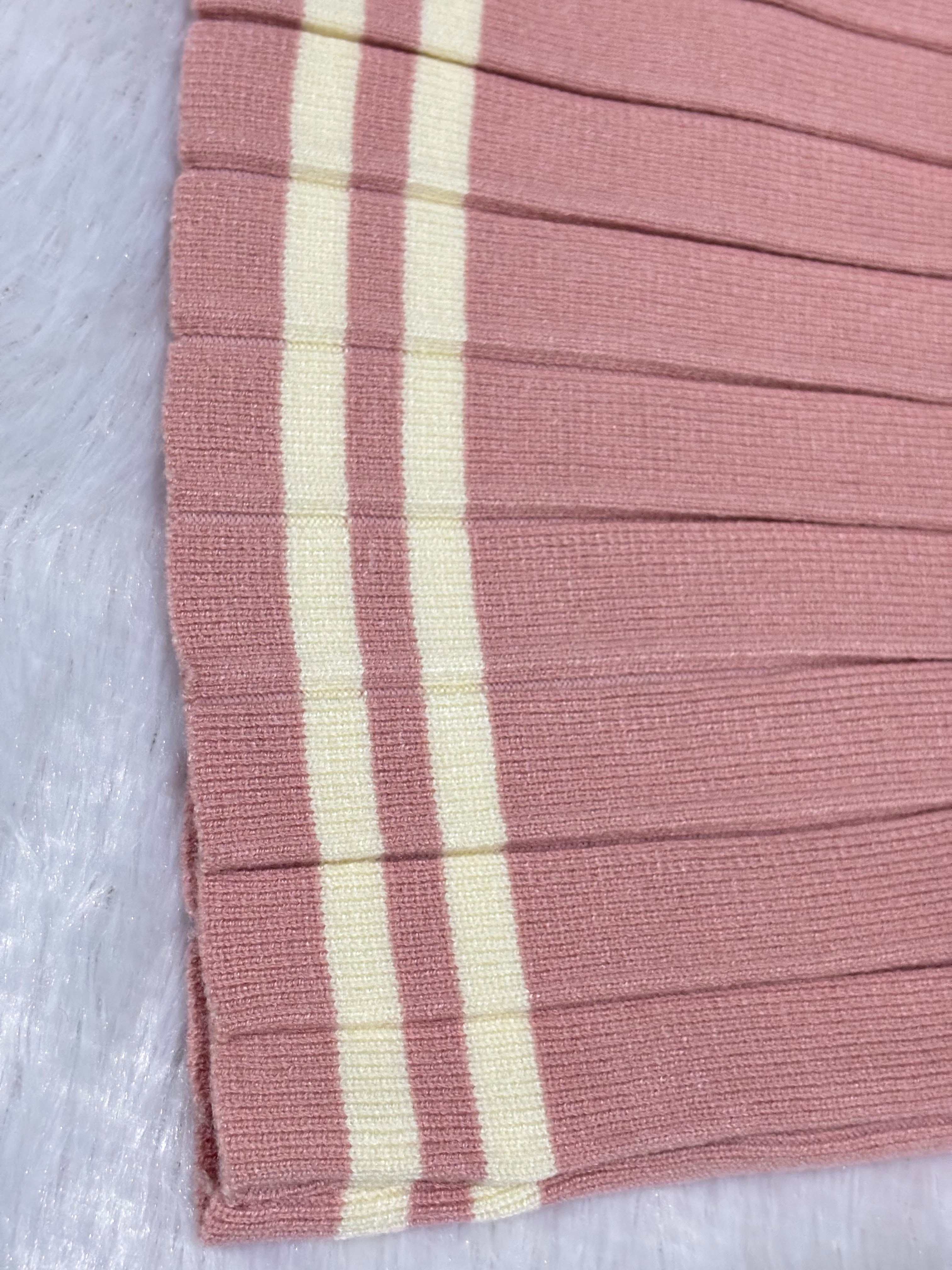 Dusty Pink & Ivory Knitted Winter Dress for Baby Girls