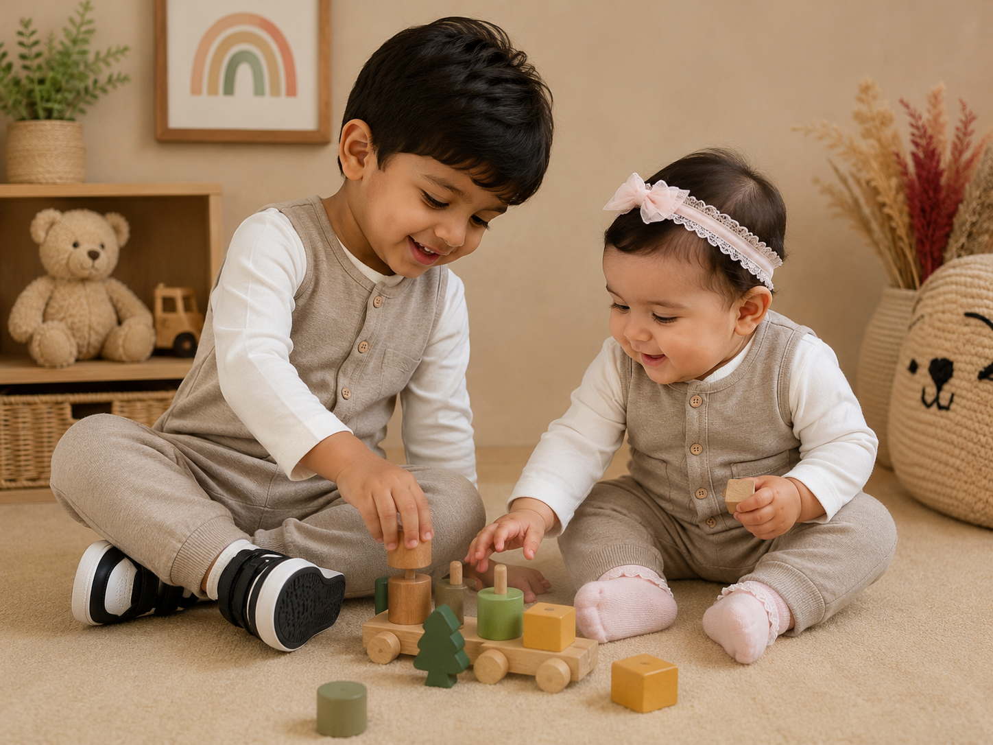 Baby 2-Piece Dungaree Style Jumpsuit Set