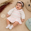 Baby Girls Detachable Peter Pan Collar Frock with Quilted Floral Top