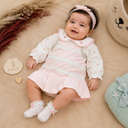 Baby Girls Detachable Peter Pan Collar Frock with Quilted Floral Top
