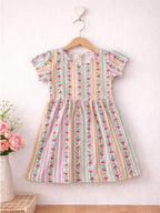 Pastel Bloom Stripe Girls Dress