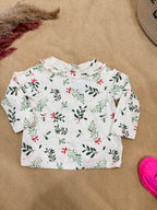 Baby Girls Floral Dungaree Style Jumpsuit Set with Ruffle Collar Top